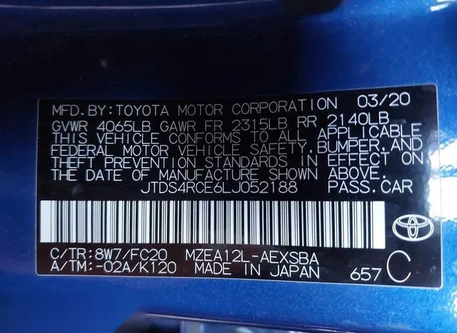 JTDS4RCE6LJ052188 2020 2020 Toyota Corolla- SE 9