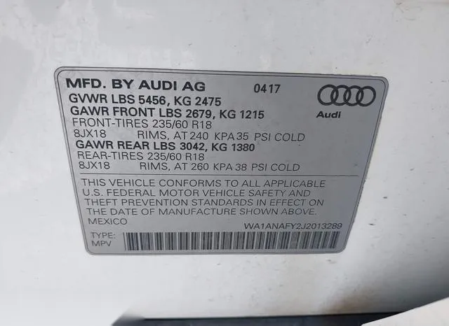 WA1ANAFY2J2013289 2018 2018 Audi Q5- 2-0T Premium/2-0T Tech  9