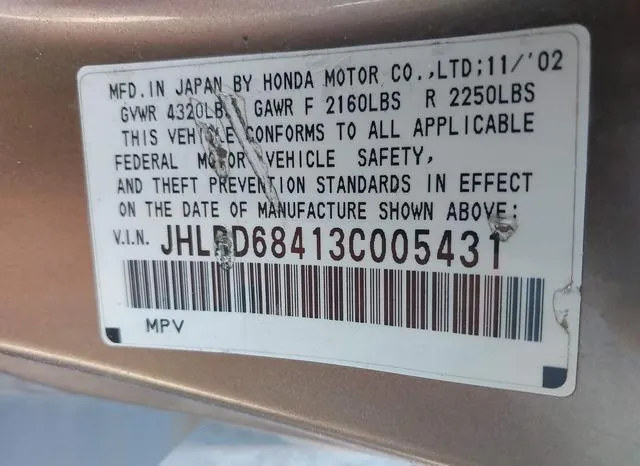 JHLRD68413C005431 2003 2003 Honda CR-V- LX 9