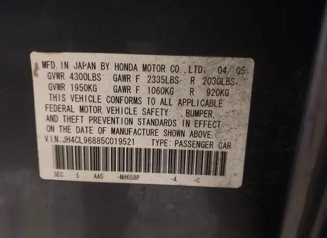 JH4CL96885C019521 2005 2005 Acura TSX 9