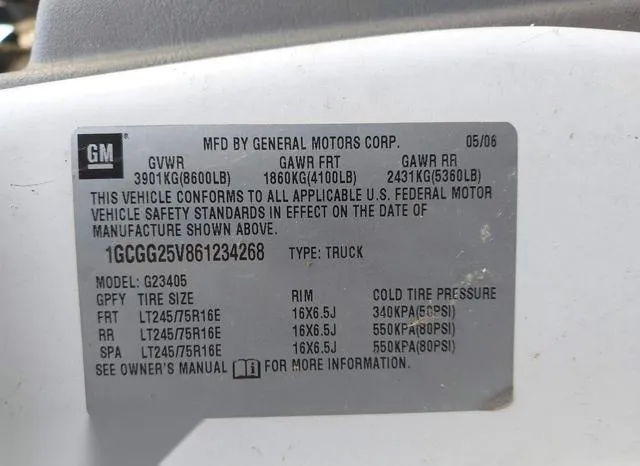 1GCGG25V861234268 2006 2006 Chevrolet Express- Work Van 9