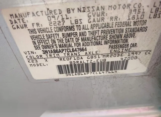 3N1AB6AP7CL647664 2012 2012 Nissan Sentra- 2-0 S 9