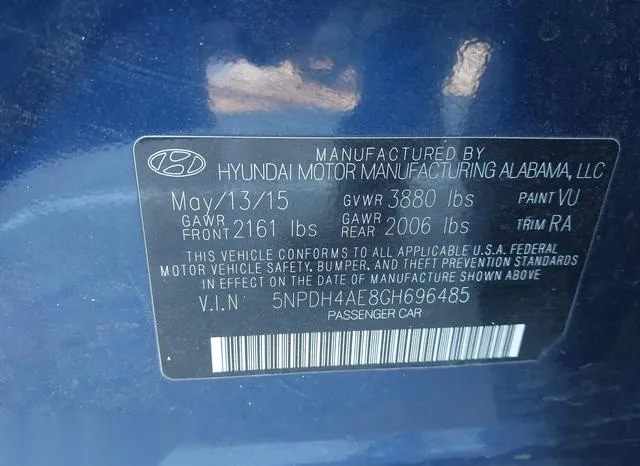 5NPDH4AE8GH696485 2016 2016 Hyundai Elantra- SE 9