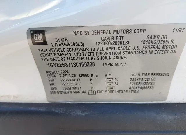 1GYEE637180150238 2008 2008 Cadillac SRX- V6 9