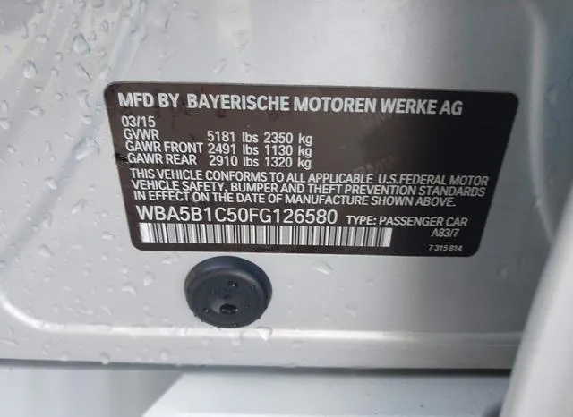 WBA5B1C50FG126580 2015 2015 BMW 5 Series- 535I 9