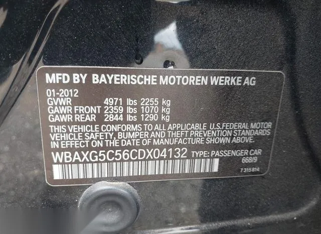 WBAXG5C56CDX04132 2012 2012 BMW 5 Series- 528I 9