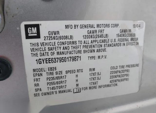 1GYEE637950179871 2005 2005 Cadillac SRX- V6 9