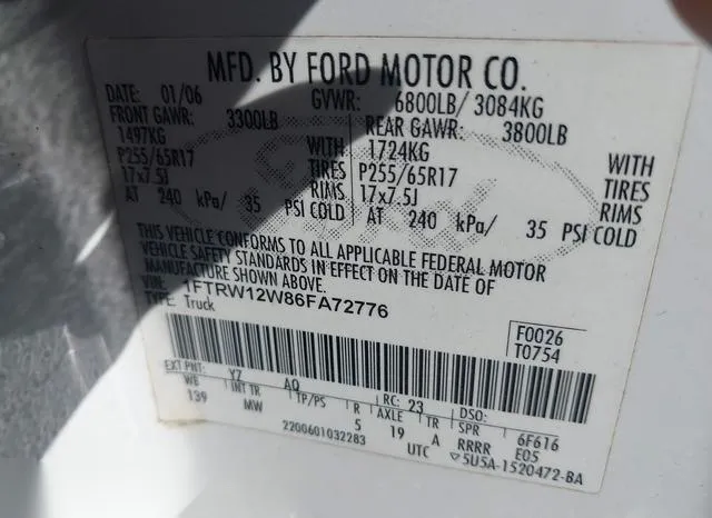 1FTRW12W86FA72776 2006 2006 Ford F-150- Xlt 9