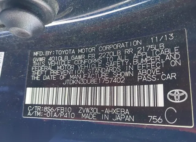 JTDKN3DU8E1757402 2014 2014 Toyota Prius- Two 9