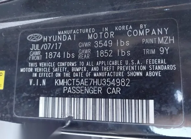 KMHCT5AE7HU354982 2017 2017 Hyundai Accent- SE 9