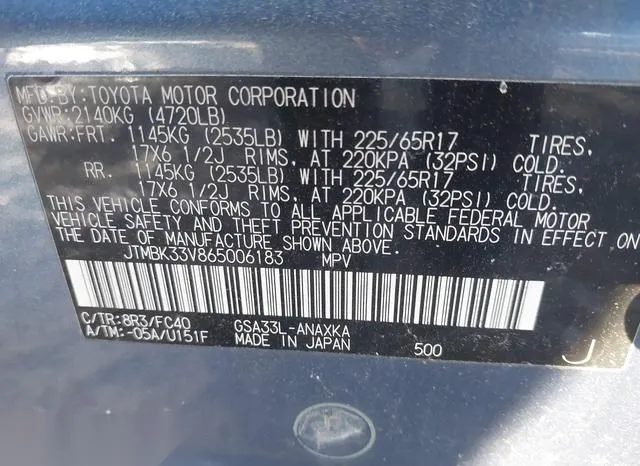 JTMBK33V865006183 2006 2006 Toyota RAV4- Base V6 9