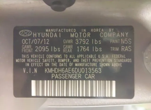 KMHDH6AE6DU013563 2013 2013 Hyundai Elantra- GS 9