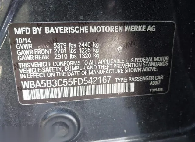 WBA5B3C55FD542167 2015 2015 BMW 5 Series- 535I Xdrive 9