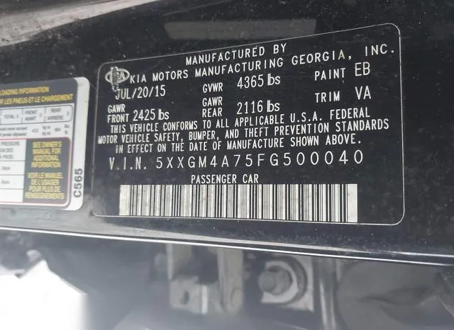 5XXGM4A75FG500040 2015 2015 KIA Optima- LX 9