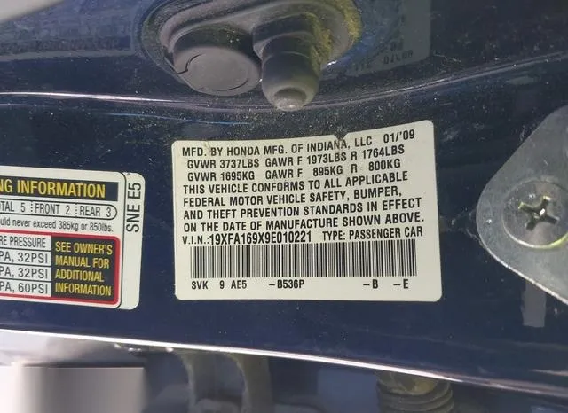 19XFA169X9E010221 2009 2009 Honda Civic- Ex-L 9