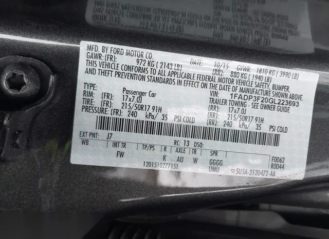 1FADP3F20GL223693 2016 2016 Ford Focus- SE 9