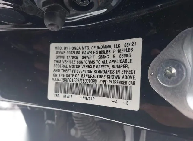 19XFC1F37ME009090 2021 2021 Honda Civic- EX 9