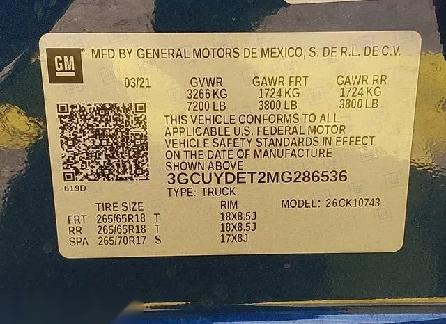 3GCUYDET2MG286536 2021 2021 Chevrolet Silverado- K1500 Lt 9