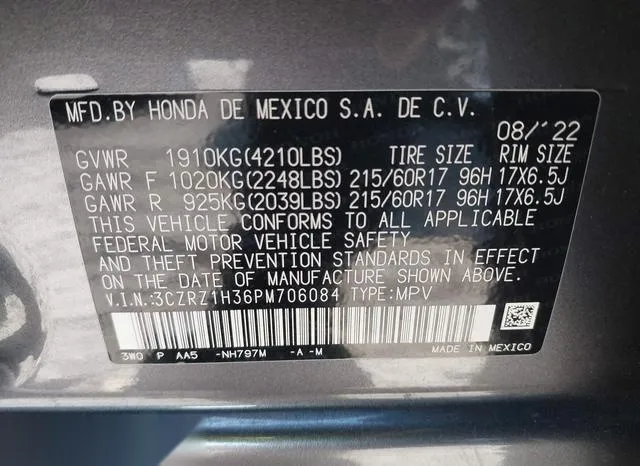 3CZRZ1H36PM706084 2023 2023 Honda HR-V- 2Wd Lx 9