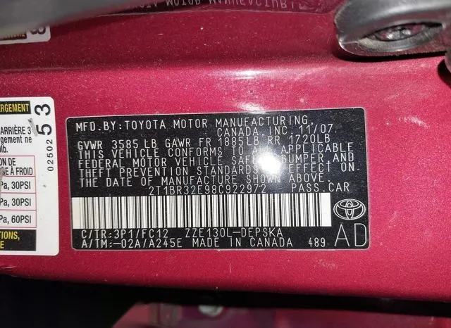 2T1BR32E98C922972 2008 2008 Toyota Corolla- S 9