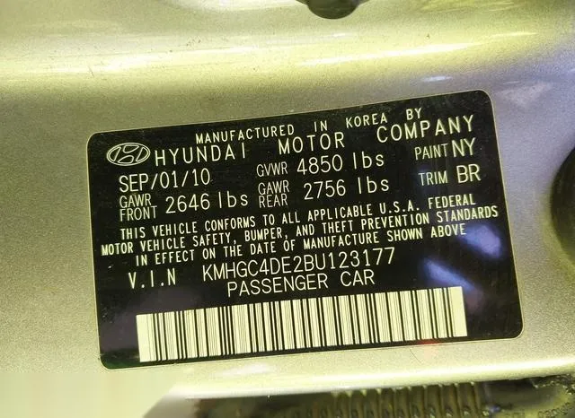 KMHGC4DE2BU123177 2011 2011 Hyundai Genesis- 3-8L 9