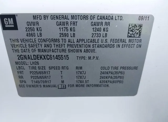 2GNALDEKXC6145515 2012 2012 Chevrolet Equinox- 1LT 9