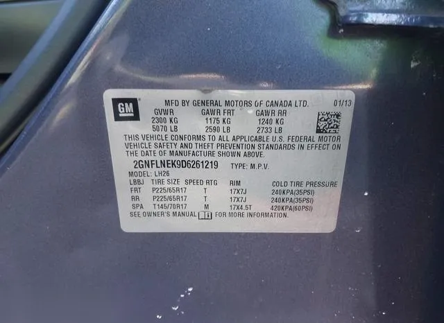 2GNFLNEK9D6261219 2013 2013 Chevrolet Equinox- 2LT 9