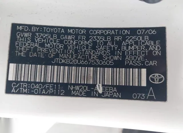 JTDKB20U667530605 2006 2006 Toyota Prius 9