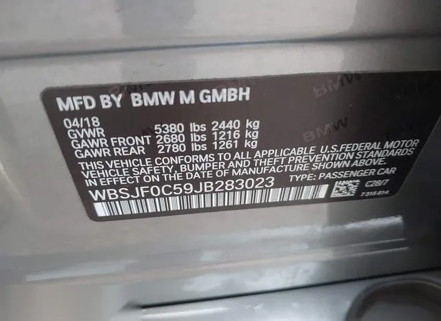 WBSJF0C59JB283023 2018 2018 BMW M5 9