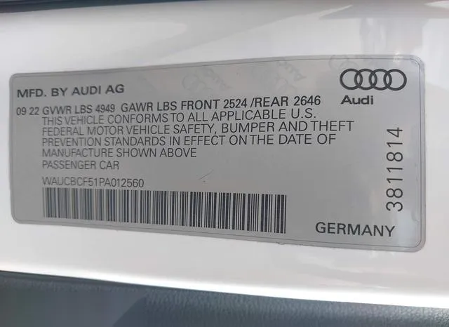 WAUCBCF51PA012560 2023 2023 Audi A5- Sportback Premium Plus 9