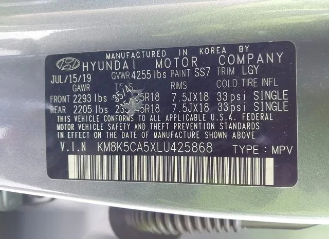 KM8K5CA5XLU425868 2020 2020 Hyundai Kona- Ultimate 9