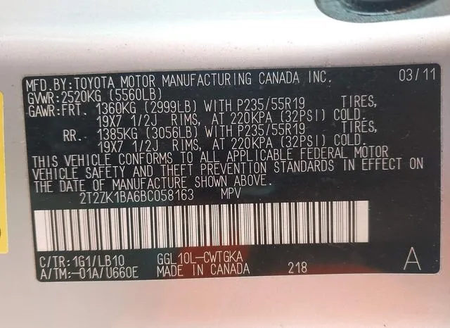 2T2ZK1BA6BC058163 2011 2011 Lexus RX- 350 9