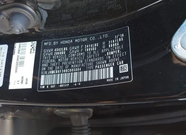 JHMCR6F30HC005084 2017 2017 Honda Accord- Hybrid 9