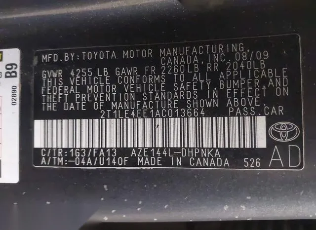 2T1LE4EE1AC013664 2010 2010 Toyota Matrix- S 9