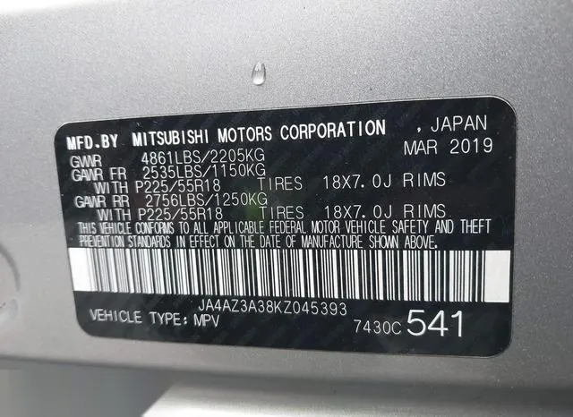 JA4AZ3A38KZ045393 2019 2019 Mitsubishi Outlander- SE 9