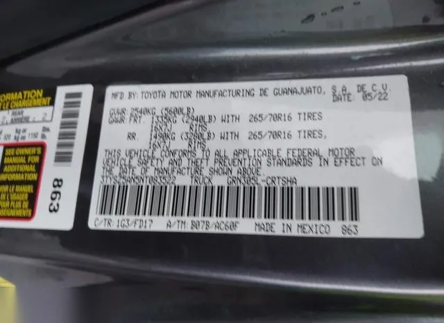 3TYSZ5AN5NT083522 2022 2022 Toyota Tacoma- Trd Off Road 9