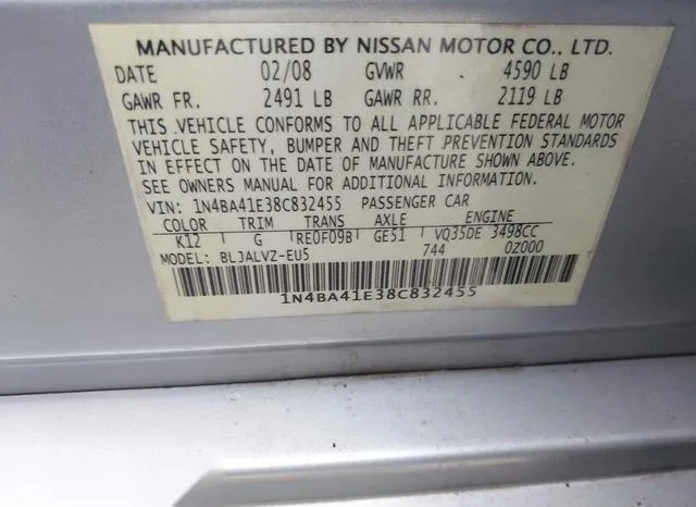 1N4BA41E38C832455 2008 2008 Nissan Maxima- 3-5 SE 9