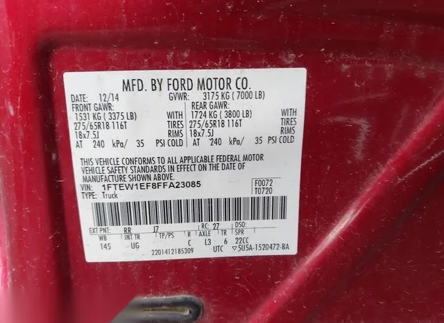 1FTEW1EF8FFA23085 2015 2015 Ford F-150- Xlt 9