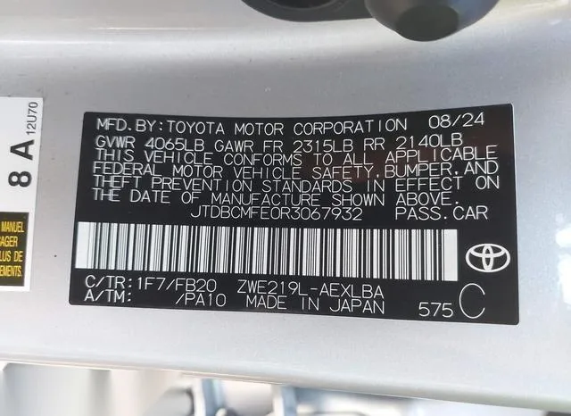 JTDBCMFE0R3067932 2024 2024 Toyota Corolla- Hybrid Le 9