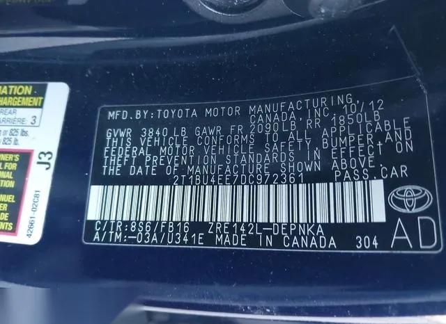 2T1BU4EE7DC972361 2013 2013 Toyota Corolla- LE 9