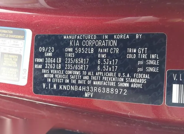 KNDNB4H33R6388972 2024 2024 KIA Carnival Mpv- Lx Seat Package 9