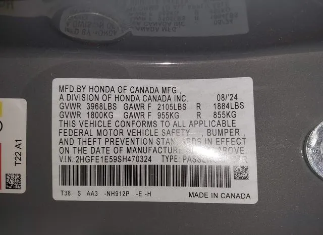 2HGFE1E59SH470324 2025 2025 Honda Civic- Si Base W/High Per 9