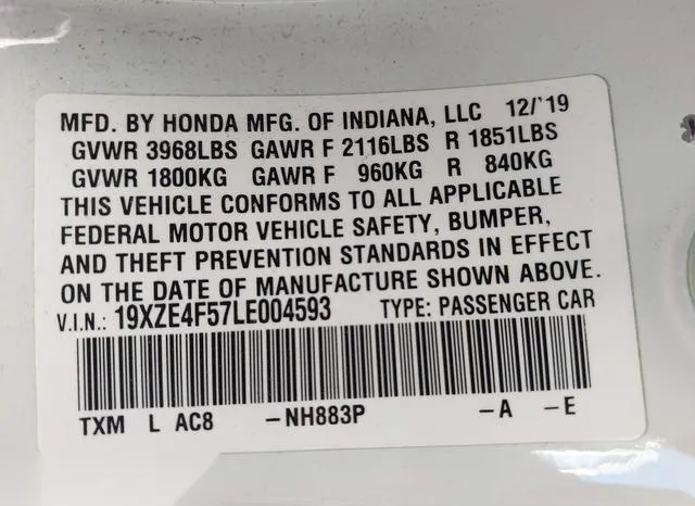 19XZE4F57LE004593 2020 2020 Honda Insight- EX 9