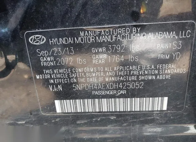 5NPDH4AEXDH425052 2013 2013 Hyundai Elantra- Gls 9