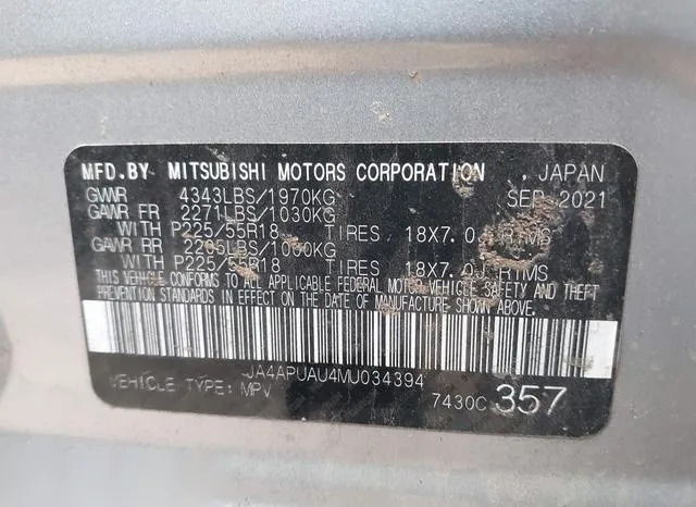 JA4APUAU4MU034394 2021 2021 Mitsubishi Outlander- Sport 2-0 9