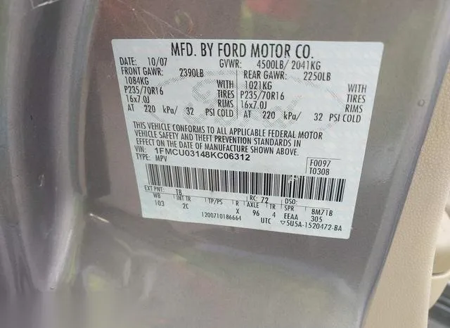 1FMCU03148KC06312 2008 2008 Ford Escape- Xlt 9