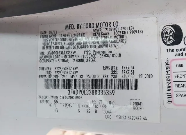 3FADP0L33BR335359 2011 2011 Ford Fusion- Hybrid 9