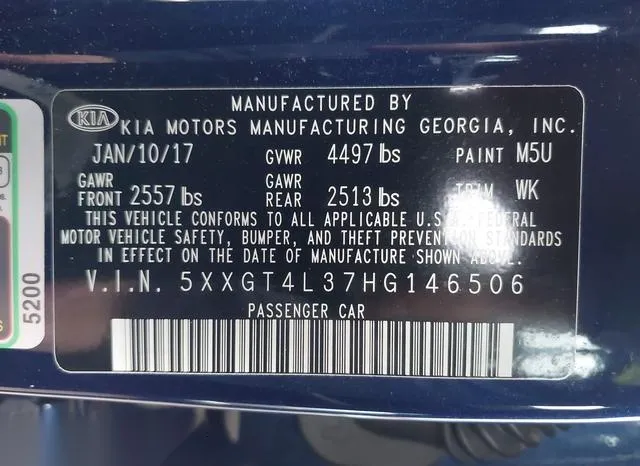 5XXGT4L37HG146506 2017 2017 KIA Optima- LX 9