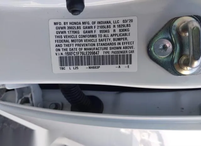 19XFC1F76LE209847 2020 2020 Honda Civic- Ex-L 9