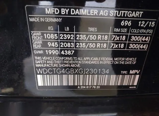 WDCTG4GBXGJ230134 2016 2016 Mercedes-Benz GLA 250- 4Matic 9